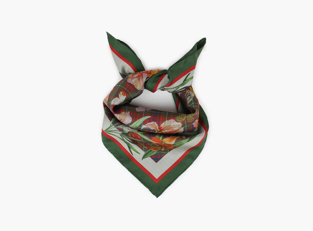 NOHR Maud Silk Scarf Oliven grønn 89 