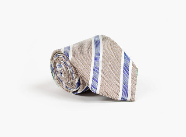 NOHR Silkeslips Marlon Beige Blå Striper 15 Beige 
