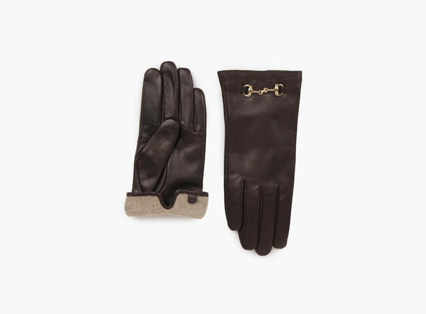 NOHR Tuva Horsebit Leather Gloves Mørk brun 19 7 