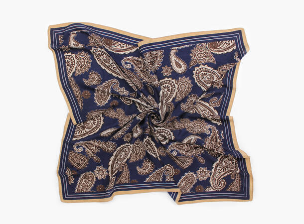 MANZINI Herringbone Skjerf 90 x 90 cm Marine blå 79 