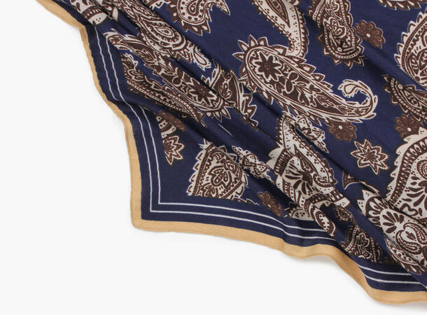 MANZINI Herringbone Skjerf 90 x 90 cm Marine blå 79 