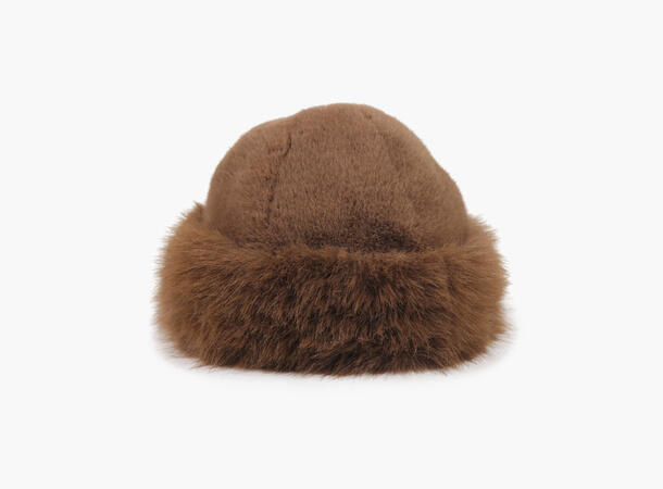 MANZINI Imitert Rund Pels Lue Mørk brun 19 