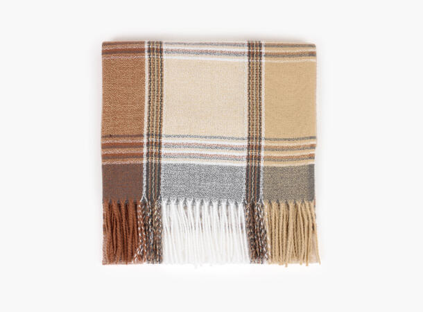 MANZINI Klassisk Skjerf med Ruter Camel 17 