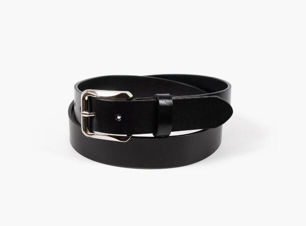 MANZINI Linn Klassisk Skinnbelte Sølv Sort 09 95 cm 