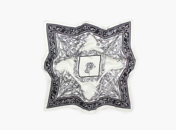 MANZINI Satengskjerf med Mønster Hvit 01 