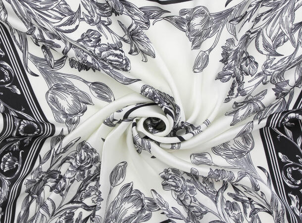 MANZINI Satengskjerf med Mønster Hvit 01 