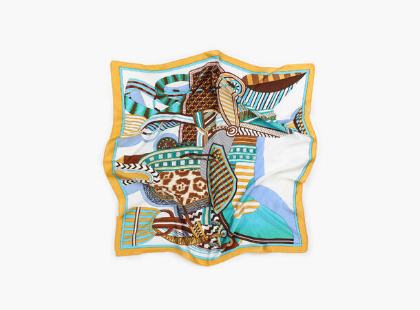 MANZINI Satengskjerf med Mønster Orange 35 