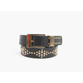 MANZINI Skinnbelte med Strass 09 Black