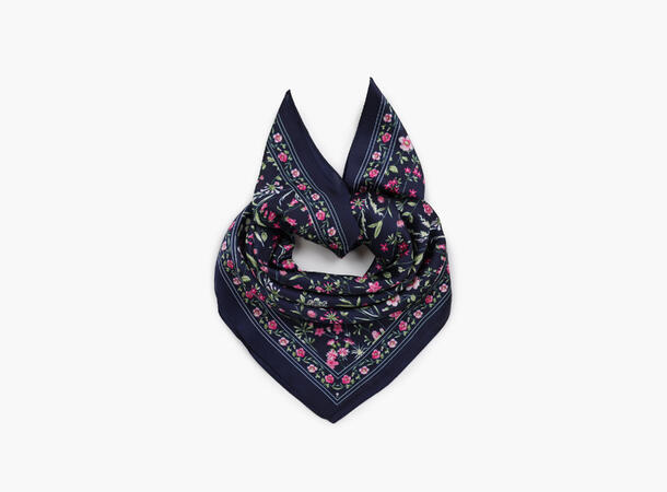 MANZINI Skjerf med Floral Print 70x70 cm Marine blå 79 