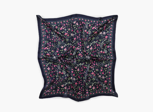 MANZINI Skjerf med Floral Print 70x70 cm Marine blå 79 