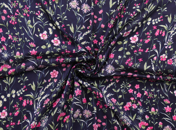 MANZINI Skjerf med Floral Print 70x70 cm Marine blå 79 