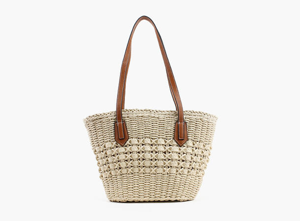 MANZINI Straw Bag Medium 15 Beige 
