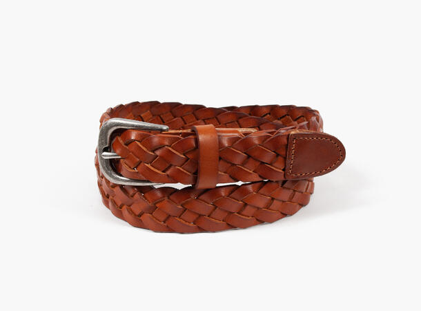 MANZINI Tina Flettet Skinnbelte Cognac 17 95 cm 