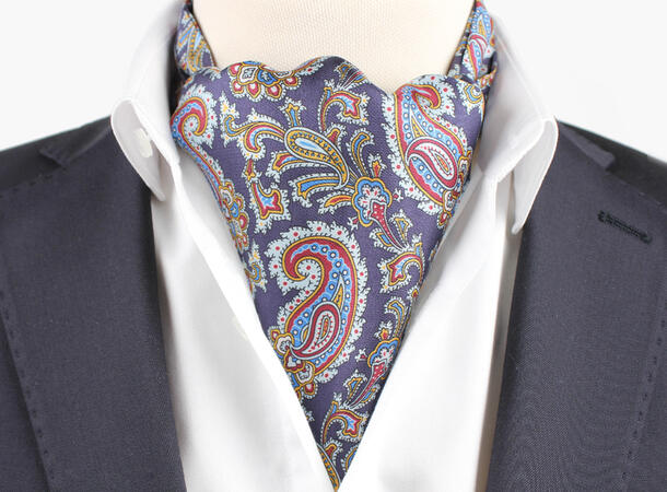 Montecristo 100% silk printed silk Ascot Marine blå 79 