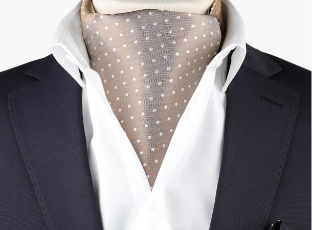 NOHR Carlos Polkadot Silk Ascot Beige 15 