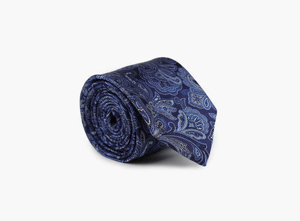 NOHR Jens Paisley Silk Tie Marine blå 79 