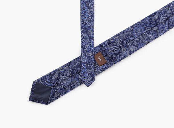 NOHR Jens Paisley Silk Tie Marine blå 79 