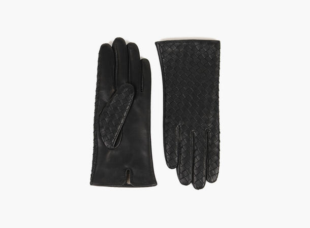 NOHR Molly Braided Leather Gloves Sort 09 7,5 
