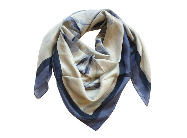 SILK SCARF W. PRINT. 100X100CM 79 Navy 