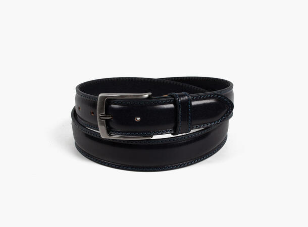 MANZINI 100% Leatherbelt 3,5 cm width 79 Navy 120 cm 