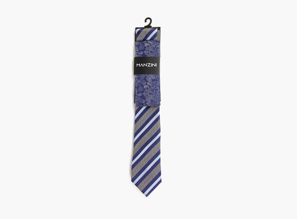 MANZINI 100% silk tie 7,6 cm W / handky 15 Beige 