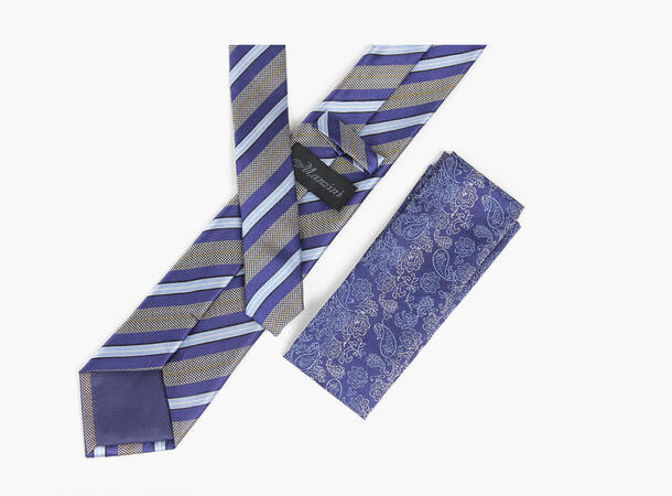 MANZINI 100% silk tie 7,6 cm W / handky 15 Beige 