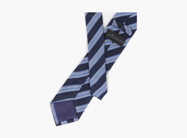 MANZINI 100% silk tie 7,6 cm width 75 Blue 