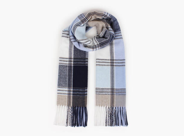 MANZINI Klassisk Skjerf med Ruter Marine blå 79 