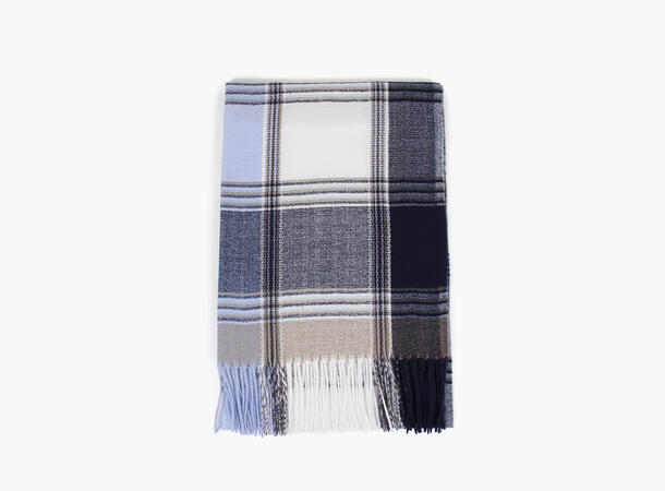 MANZINI Klassisk Skjerf med Ruter Marine blå 79 