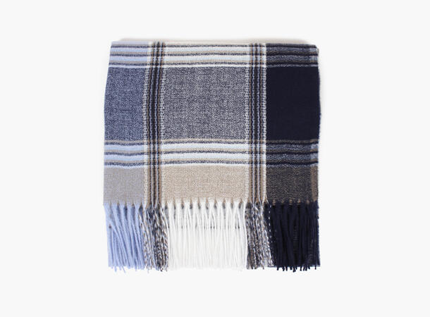 MANZINI Klassisk Skjerf med Ruter Marine blå 79 