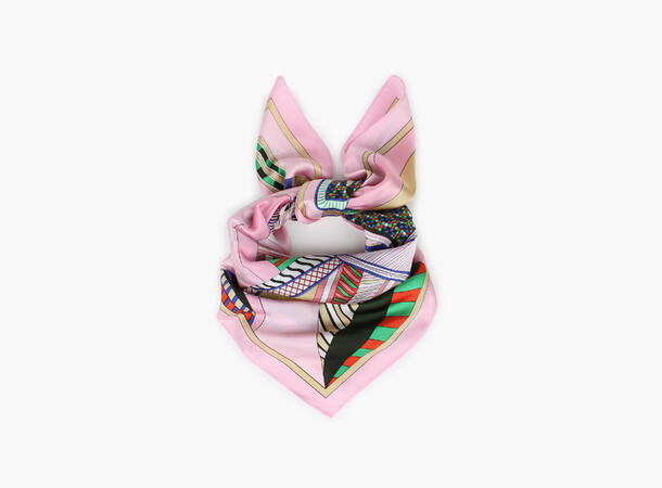 MANZINI Satengskjerf med Mønster Rosa 55 