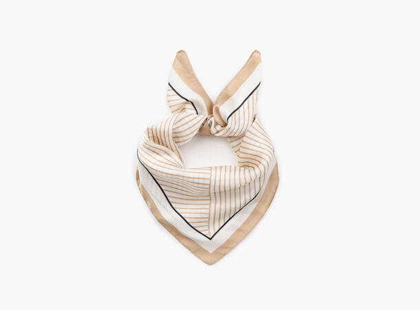 MANZINI Satengskjerf med Striper Beige 15 