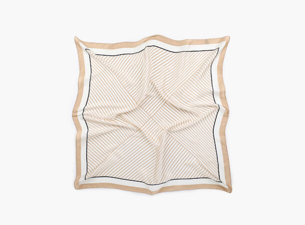 MANZINI Satengskjerf med Striper Beige 15 