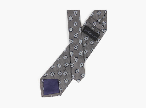 MANZINI Silkeslips Grå Medallion Mønster 05 Grey W33-2205-26 