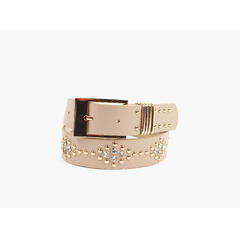 MANZINI Skinnbelte med Strass 15 Beige