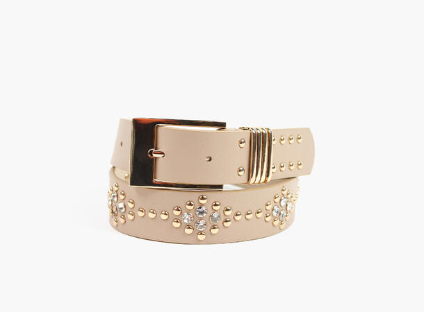 MANZINI Skinnbelte med Strass 15 Beige 
