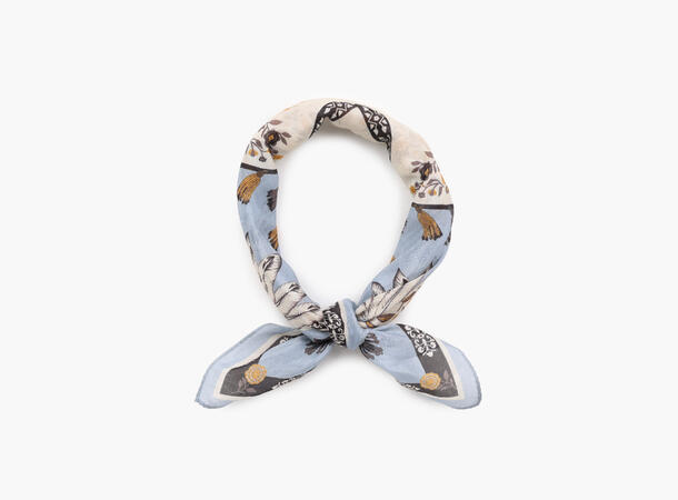 MANZINI Skjerf med Blomster Bomull/Silke Lys blå 71 