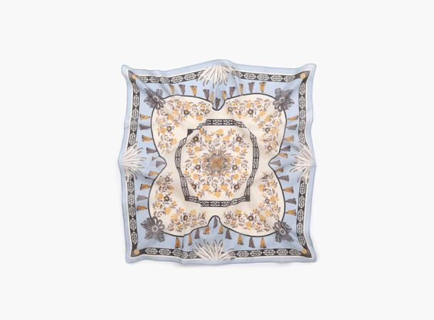 MANZINI Skjerf med Blomster Bomull/Silke Lys blå 71 