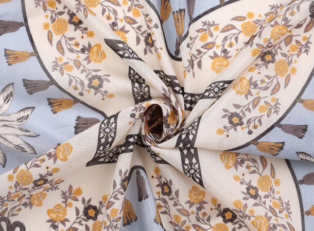 MANZINI Skjerf med Blomster Bomull/Silke Lys blå 71 