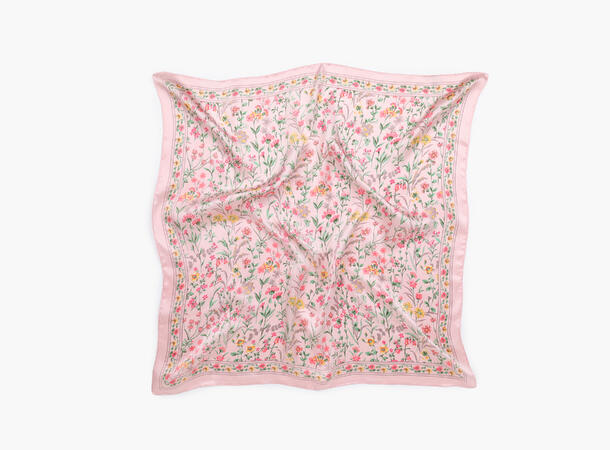MANZINI Skjerf med Floral Print 70x70 cm Lys Rosa 51 