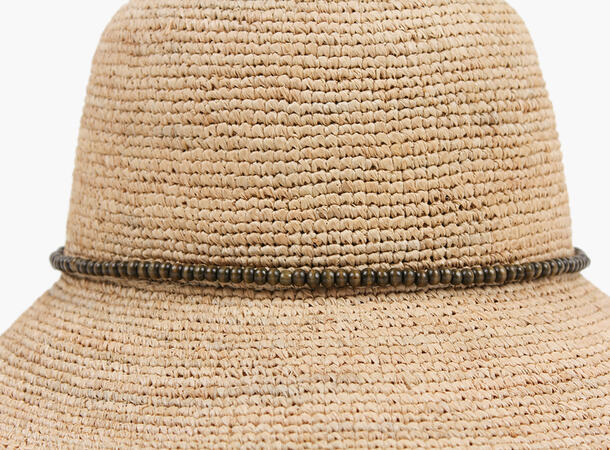MANZINI Stråhatt med Brune Perler 13 Sand 