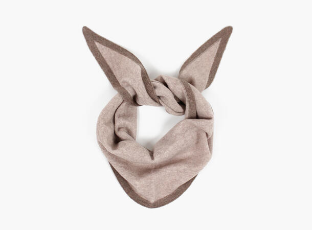 NOHR Lara Duo Wool Cashmere Triangle Beige med brun kant 