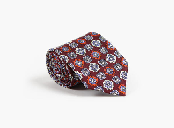 MANZINI 100% Printed silk  7,6 cm width 49 Burgundy 