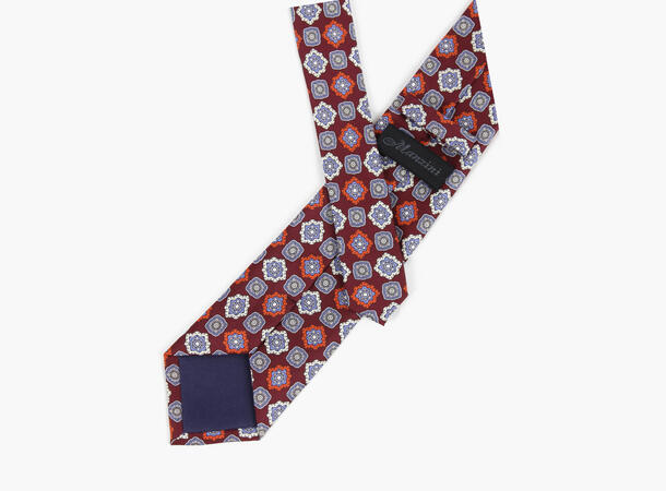 MANZINI 100% Printed silk  7,6 cm width 49 Burgundy 