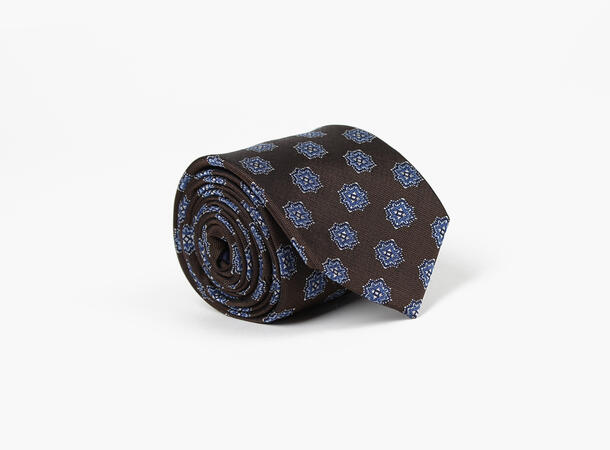 MANZINI 100% silk tie 7,6 cm width 19 Brown W33-2205-22 