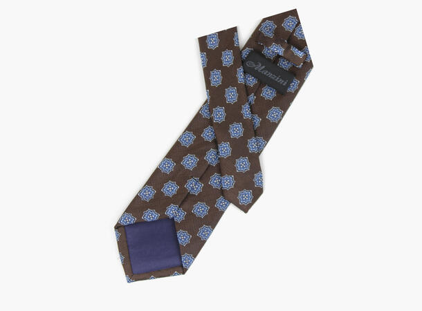 MANZINI 100% silk tie 7,6 cm width 19 Brown W33-2205-22 