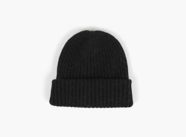 MANZINI Chunky Fluffy Rib Beanie 09 Black 