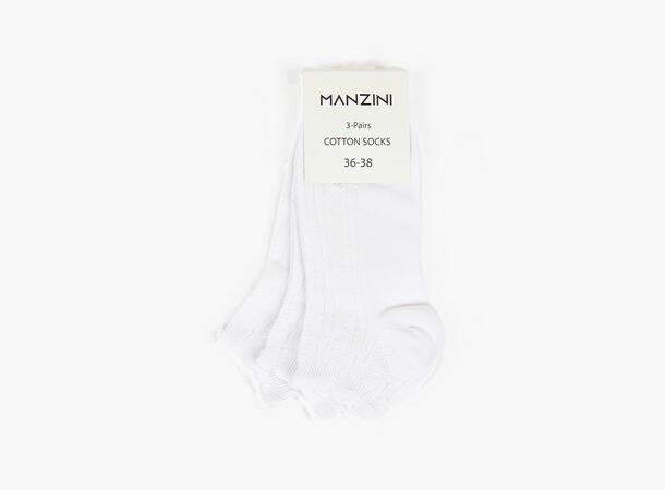 MANZINI Jacquard Halvsokker 3pk 01 White 