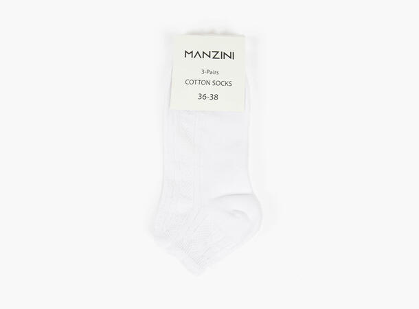 MANZINI Jacquard Halvsokker 3pk 01 White 