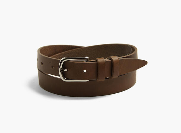 MANZINI Jenny Smalt Klassisk Skinnbelte 17 Cognac 105 cm 
